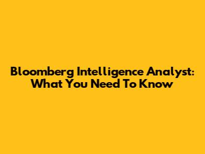 Bloomberg Intelligence Analyst: What You Need To Know
