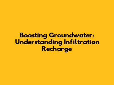 Boosting Groundwater: Understanding Infiltration Recharge