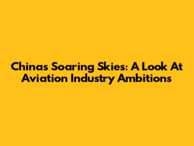 China's Soaring Skies: A Look At Aviation Industry Ambitions