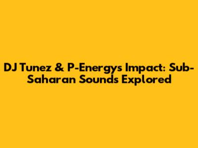 DJ Tunez & P-Energy's Impact: Sub-Saharan Sounds Explored
