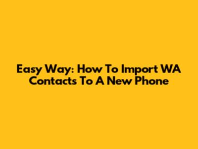 Easy Way: How To Import WA Contacts To A New Phone