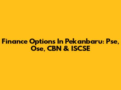 Finance Options In Pekanbaru: Pse, Ose, CBN & ISCSE
