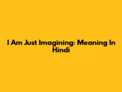 I Am Just Imagining: Meaning In Hindi