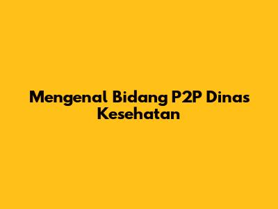 Mengenal Bidang P2P Dinas Kesehatan