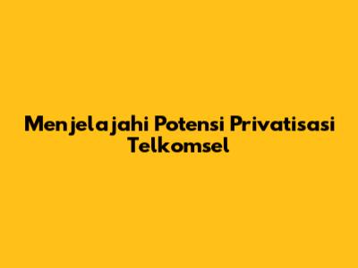 Menjelajahi Potensi Privatisasi Telkomsel