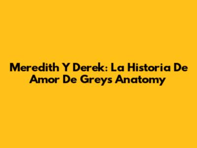 Meredith Y Derek: La Historia De Amor De Grey's Anatomy