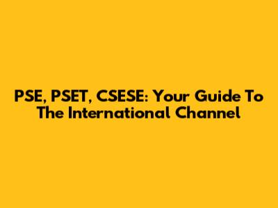 PSE, PSET, CSESE: Your Guide To The International Channel