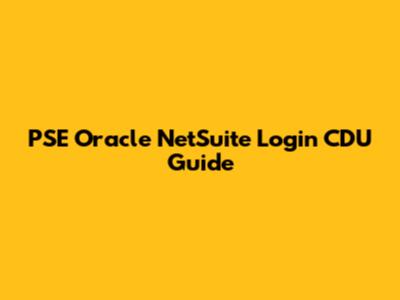 PSE Oracle NetSuite Login CDU Guide