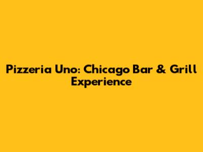 Pizzeria Uno: Chicago Bar & Grill Experience