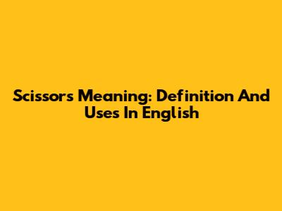Scissors Meaning: Definition And Uses In English