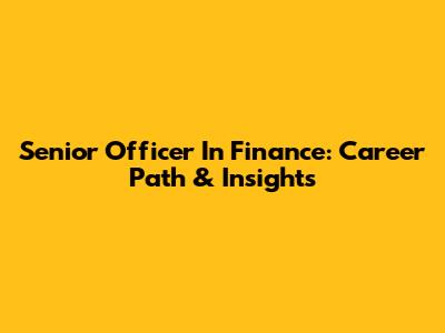 Senior Officer In Finance: Career Path & Insights