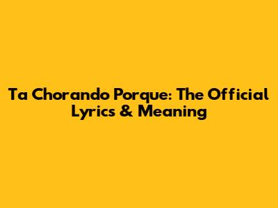 Ta Chorando Porque: The Official Lyrics & Meaning