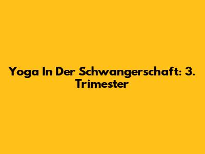 Yoga In Der Schwangerschaft: 3. Trimester