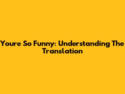 You're So Funny: Understanding The Translation